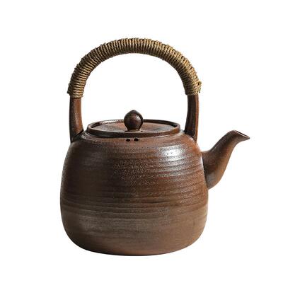 纯手工柴烧提梁大容量陶壶