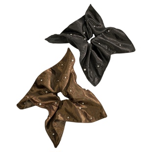 缎面方巾发圈女高级感丸子头半扎发方形头绳高弹力发绳新中式发饰