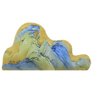 新中式办公室椅子靠垫山形山水画靠山抱枕千里江山靠枕靠背罗汉床