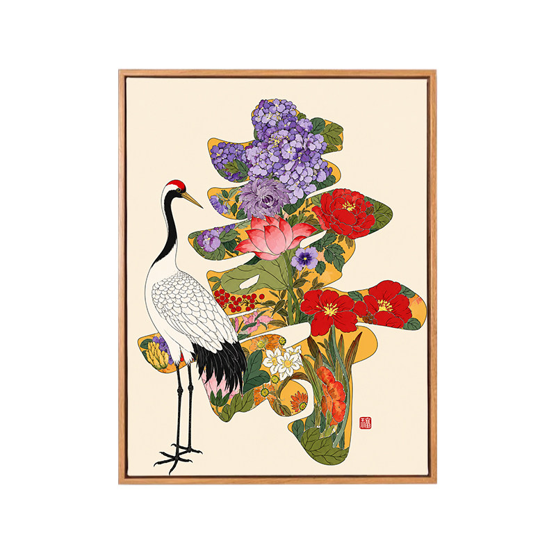 百花贺寿图数字油画送长辈手绘画