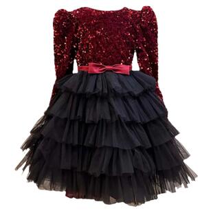 韩国高端女童赫本风连衣裙秋冬款洋气丝绒亮片蓬蓬纱裙公主裙礼服