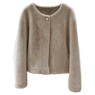 水貂绒短款环保皮草女冬毛毛外套