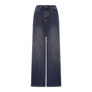 TCH满钻高奢烫钻高腰显瘦直筒牛仔裤女2025冬季新款T75D20E1166