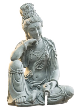 【热卖中】青砂石水月观音流水喷泉摆件佛像工艺品茶桌鱼缸装饰