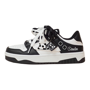 艾米与麦麦黑白撞色百搭休闲运动板鞋女春季新款低帮可爱女生鞋子