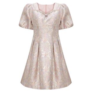 FEXATA斐格思连衣裙2025夏季新品甜美在逃公主蓬蓬裙提花小礼服裙