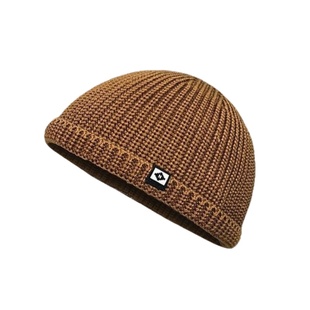 地主帽男款秋冬保暖防寒针织帽光头雅痞帽纯色百搭嘻哈毛线瓜皮帽