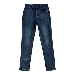 配靴子神裤！复古水洗弹力修身加绒九分牛仔裤中腰铅笔裤小黑裤女