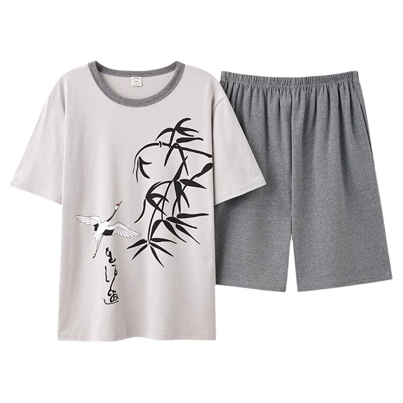 男士夏季短袖家居服加肥加大码款