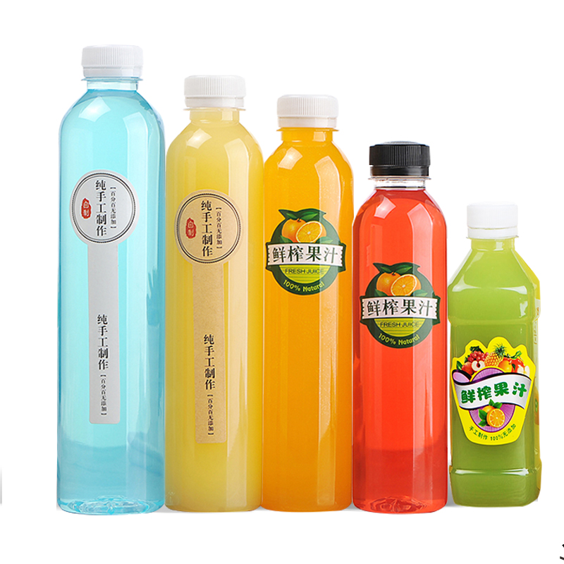 350ml一次性pet饮料瓶透明塑料瓶子创意果汁瓶酵素奶茶网红瓶带盖