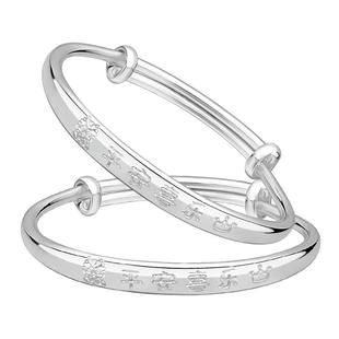 宝宝银手镯婴儿一对9999纯银龙蛇银镯子儿童小孩满月银饰礼物周岁