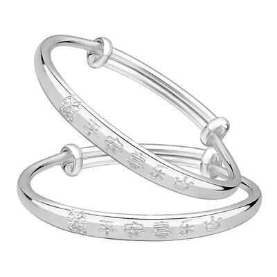 足银9999宝宝银手镯一对带证书