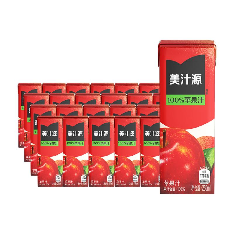 美汁源100%苹果汁250ml*6盒*4组可口可乐0脂肪饮料
