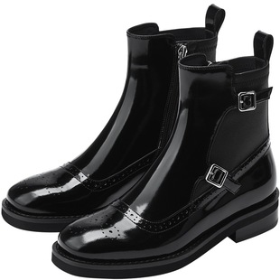 73hours女鞋邦德街2025冬季新款复古切尔西靴英伦风靴子粗跟短靴