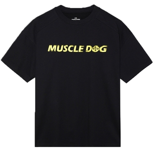 肌肉狗 运动T恤男夏季新款美式简约复古撞色休闲短袖训练健身上衣