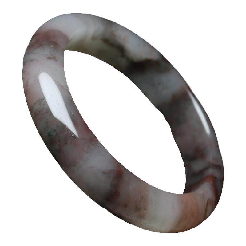 鸡血玉手镯天然玉石水墨名族风女