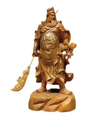 关公木雕 实木 客厅雕刻玄关摆件关羽二爷关圣帝君家居用装饰精品