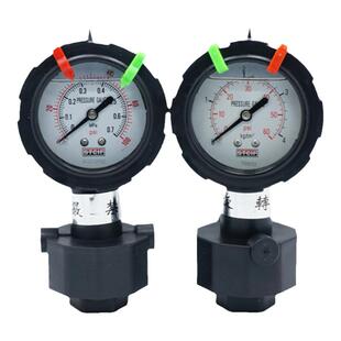 PP隔膜压力表0-1,2,4,7,10,16KG耐酸碱防腐pp塑料一体压力表单面