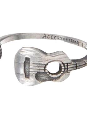 白青铜复古吉他手乐队戒指可调节