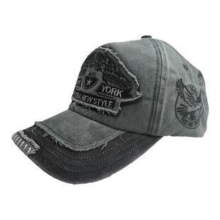 男士复古做旧风棒球帽夏季遮阳防晒帽字母刺绣水洗牛仔鸭舌帽青年