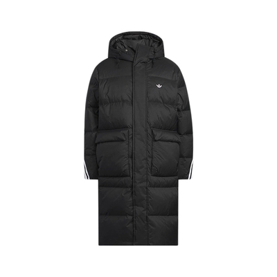 adidas阿迪达斯冬季情侣款保暖长款运动宽松鸭绒连帽羽绒服KC2564