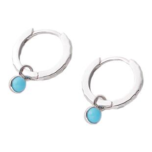 薇拉蒂S925纯银耳环绿松石耳钉简约款耳扣独特高级感耳圈通勤耳饰