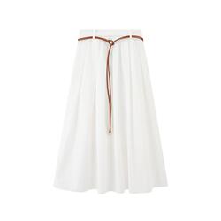 三福白色半身裙女2026新款春季高级感送腰绳宽松长裙子女装518383
