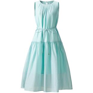 【张婧仪同款】太平鸟薄纱薄荷绿色度假连衣裙2025新款A1FAF2478