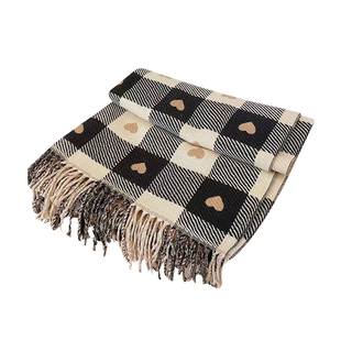 上海故事围巾女冬季仿羊绒爱心格子双面双色加厚披肩保暖围脖礼盒