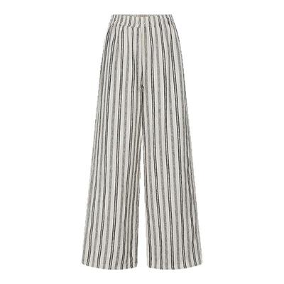MOUSSY早春新品条纹通勤休闲松紧腰阔腿长裤女028IAC31-1015