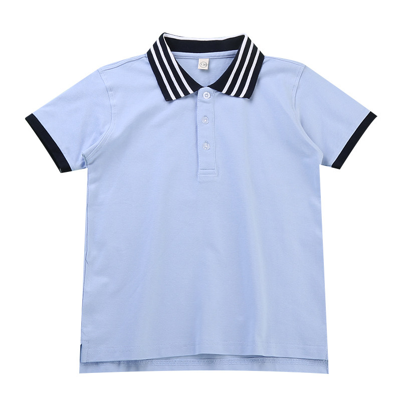 三杠蓝色翻领运动套装儿童班服