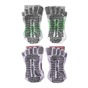 秋冬五指瑜伽袜子防滑专业女普拉提专用室内健身运动渐变厚中长筒