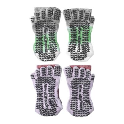 秋冬五指瑜伽袜子防滑专业女普拉提专用室内健身运动渐变厚中长筒