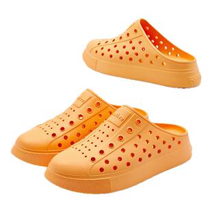 踩跟拖鞋native洞洞鞋男鞋厚底包头拖男士透气凉鞋男生户外涉水鞋