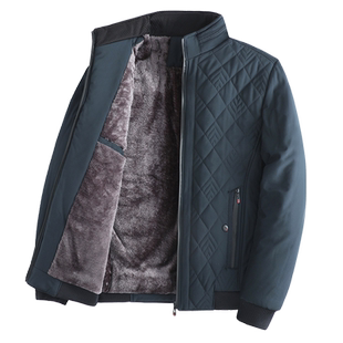 男士加绒外套冬季2022新款中老年爸爸装加厚保暖立领商务通勤夹克