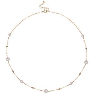 轻奢小众天然珍珠金珠满天星项链14K包金锁骨脖子简约气质颈链女