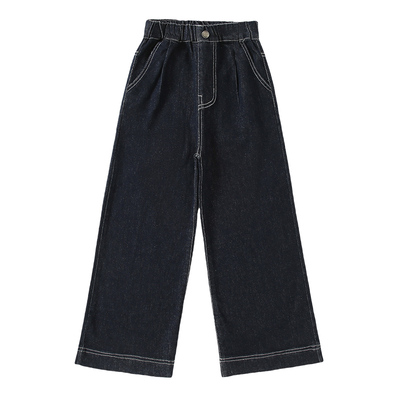 女童裤子秋冬加厚好看直筒牛仔裤