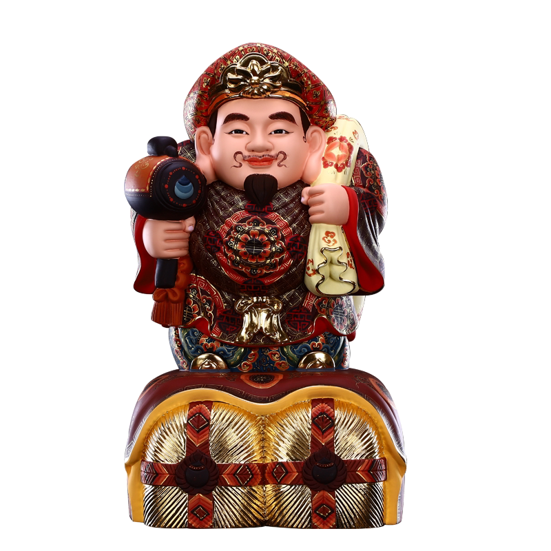 大黑天财神佛像手工樟木雕刻摆件