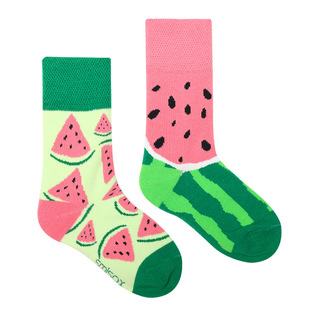 日系原宿儿童薯条西瓜水果图案鸳鸯袜子女童男童中筒袜不对称AB版