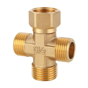 铜4分四通活接接头水管一分三路一进三出分水器管件内丝外丝配件