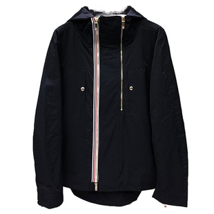 tb双拉链夹克男宽松连帽春秋新款韩版潮牌风衣休闲百搭帅气薄外套