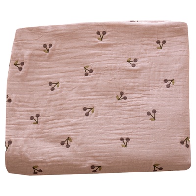 樱桃纯棉四层纱布盖毯夏薄a类