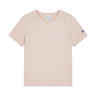 Champion冠军短袖女2026春季新款刺绣草写logo全棉T恤流光显瘦潮