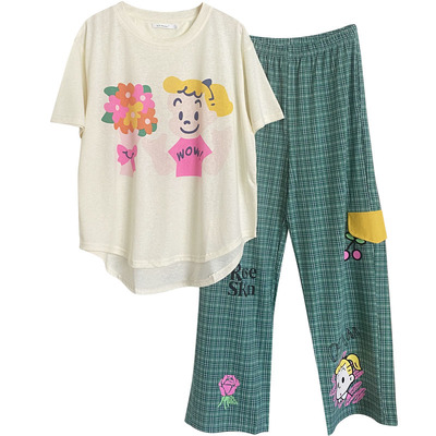 小熊家卡通原田治女孩睡衣套装夏