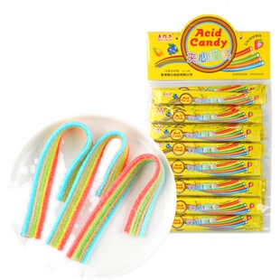 夹心酸条糖40条酸酸哒彩虹果味酸酸条软糖儿童零食小吃休闲零食
