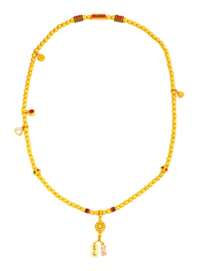 福满传家古法沙金三圈手链中式国潮风久不掉色项链两用手串饰品女