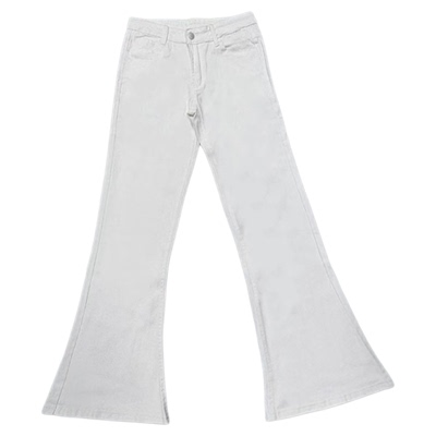 白色低腰不贴腿微喇裤女2025夏季