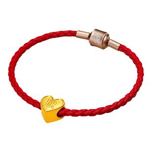 DR一生一世手链足金婚嫁黄金心形圆形情侣手绳礼物SL0089/SL0090