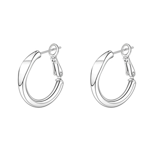 S999纯银针章若楠同款耳圈圆圈耳环女轻奢小众耳钉高级感秋冬耳饰