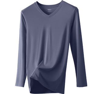 莫代尔男士秋衣男款上衣单件超薄发热打底衫薄款修身保暖上衣男冬